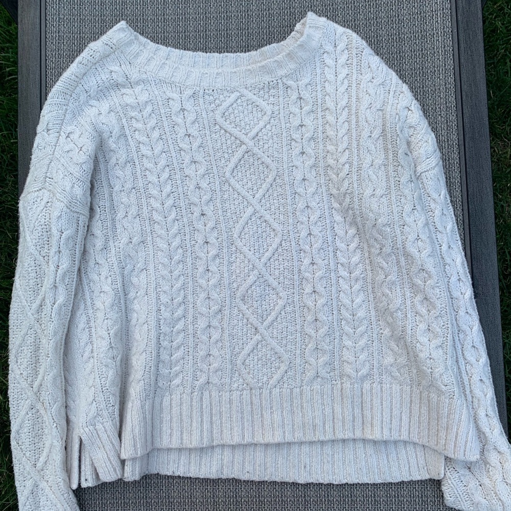 American Eagle Cream Cableknit Sweater